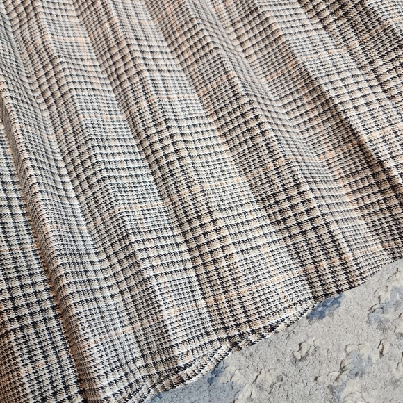 Banana Republic Metallic Plaid Pleated Midi Maxi Skirt Black Bronze White Size 0 - Picture 9 of 17